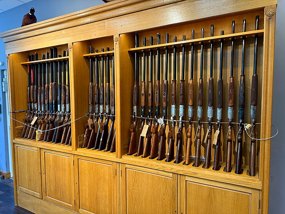 Shotguns displayed in the gunroom